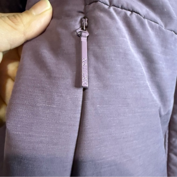 Purple Quilted Puffer Coat with Hood and High Collar - Picture 9 of 16